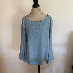 Anthropologie Cloth & Stone denim bell sleeve top